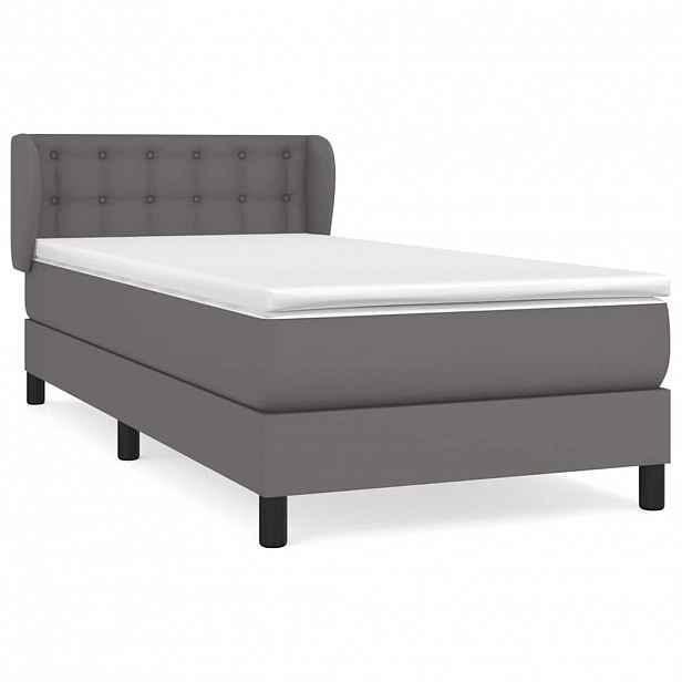 vidaXL Box spring postel s matrací šedá 90x190 cm umělá kůže