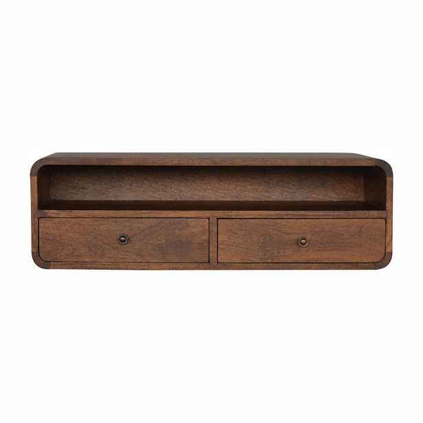 Artisan Furniture KONZOLE Masivní dřevo Kaštanově hnědé soustružené nohy, 1 zásuvka, tmavě hnědá