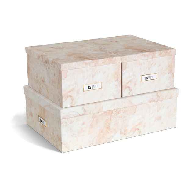 Béžové kartonové úložné boxy v sadě 3 ks s víkem 31x47x15,5 cm Inge Paper Laminate – Bigso