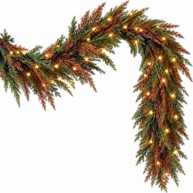Led Podzimní Girlanda 183 CM Světle Zelená Cedrová Borovice, Dekorativní