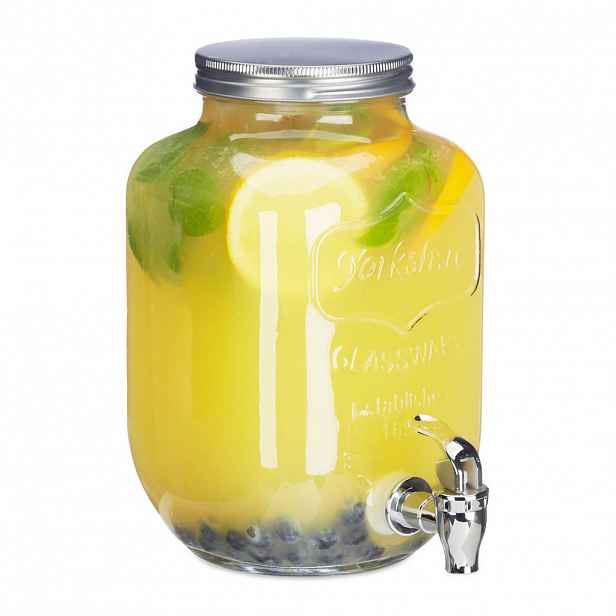 Relaxdays DÁVKOVAČ Průhledný sklo s kohoutkem 3,5 l