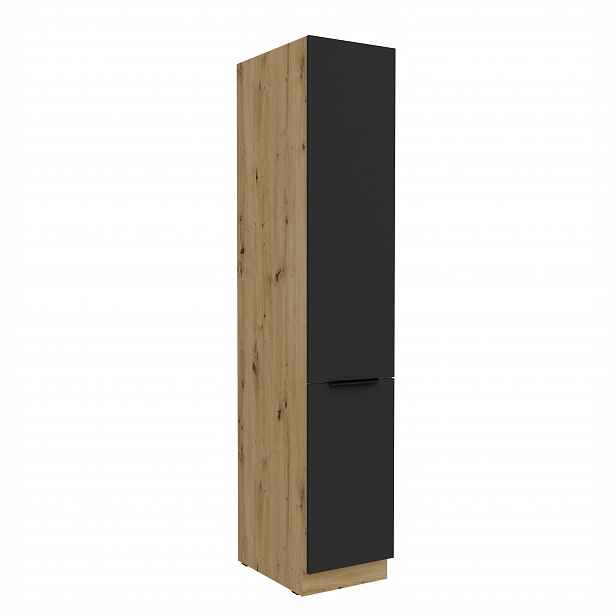Vysoká potravinová skříňka Aria 40 DK-210 2F Barva korpusu: Dub artisan, Barva dvířek: BL - Black AFM