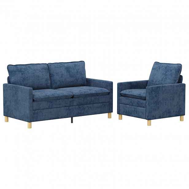 vidaXL Set pohovek 2 ks Modrá Polyester