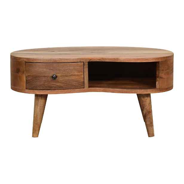 Artisan Furniture NOČNÍ STOLEK z masivního dřeva, 1 zásuvka, severské nohy, béžová