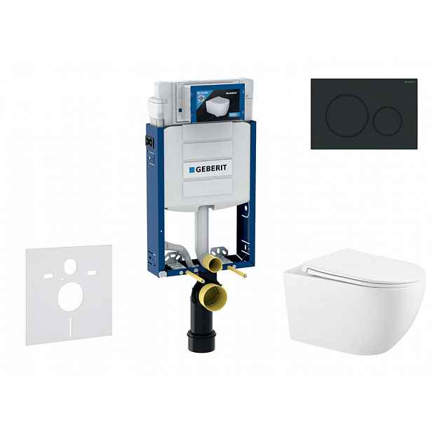 Geberit Kombifix - Set předstěnové instalace, klozetu Gaia a sedátka softclose, tlačítko Sigma20, matná černá/černá SANI15CA5118