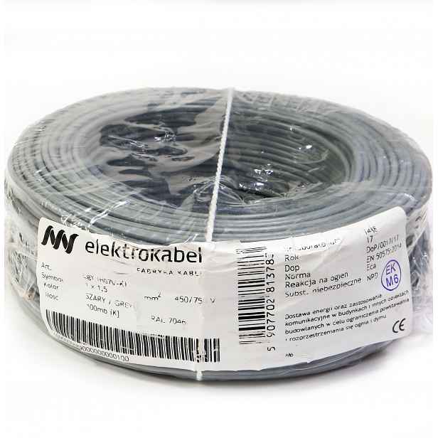 Kabel Lgy 1,5 mm šedý 100 m Elektrokabel 750 V