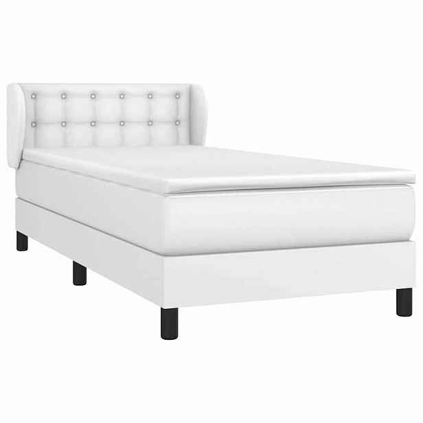 vidaXL Box spring postel s matrací bílá 90x200 cm umělá kůže