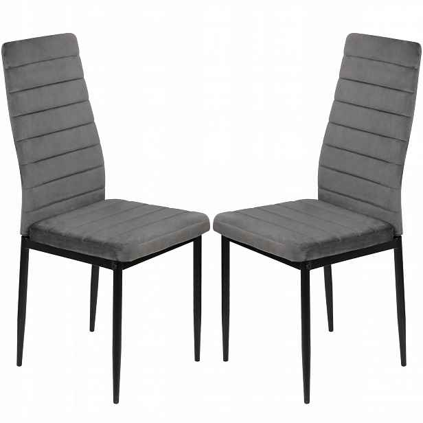 2 x Křeslo Šedé Velur Velvet Čalouněné Obývací Pokoj Jídelna Vito