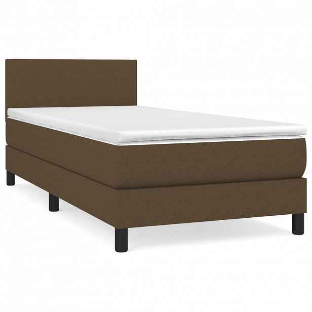 vidaXL Box spring postel s matrací tmavě hnědá 90x190 cm textil