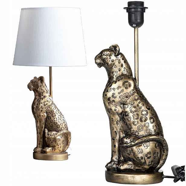 Lampa Noční Lampa Glamour Stolní Zlatá Leopard Lev 40 cm E27