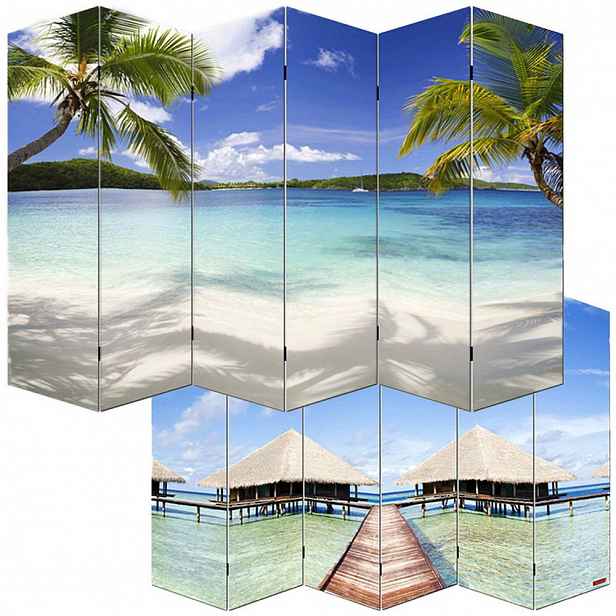 Paraván s potiskem pláž 200x180 cm (5-dílný)