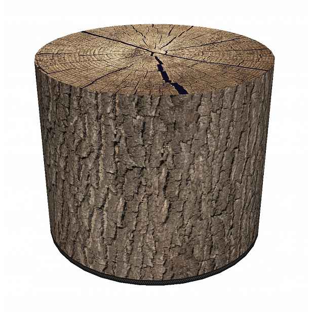 Taburet Bertoni , lehký, stabilní s potiskem , válcový puf, vzor kmene stromu, dub