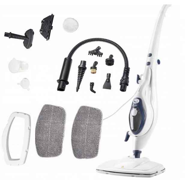 Parní Mop Myčka 1500W D4 Výkonný Velký Set příslušenství 2x vložka z mikrovlákna