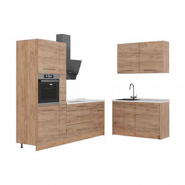 Vicco KUCHYNĚ Fame-Line, Zlatý mocný dub/Zlatý mocný dub, 220 x 120 cm, PD Mramor
