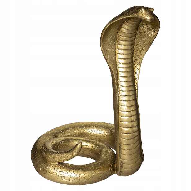 Dekorativní figurka z polyresinu Cobra, zlatá, 36 cm