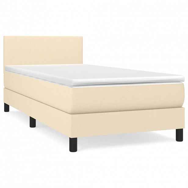 vidaXL Box spring postel s matrací krémová 90x190 cm textil