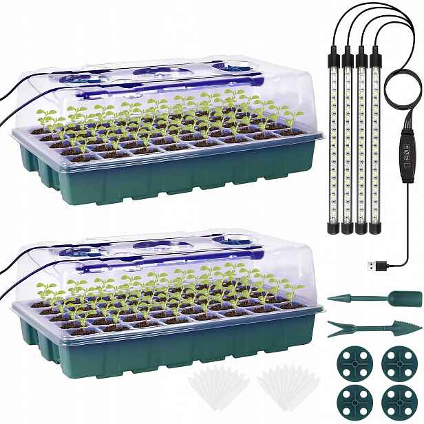 Led Růstová Lampa Pro Pěstování Rostlin, Panel X4, Časovač Pro Osvětlení, Trvanlivý