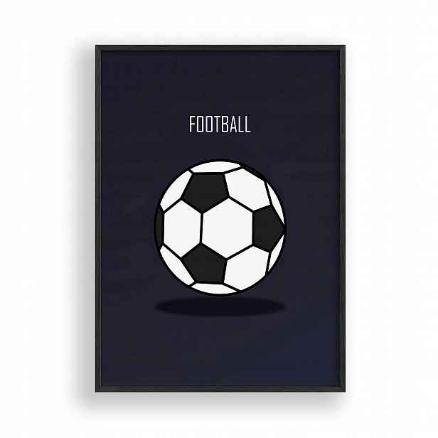Obraz Fotbal Plakát Rámeček Dřevěný Černý 30x42 cm