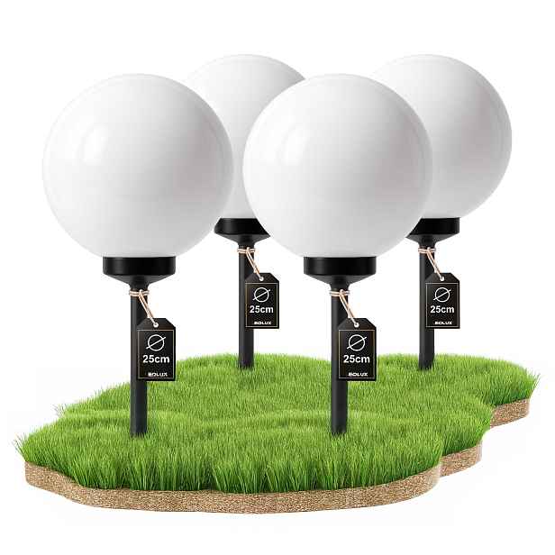 4x Led solární zahradní lampa Bílá Koule Drive-in 25cm
