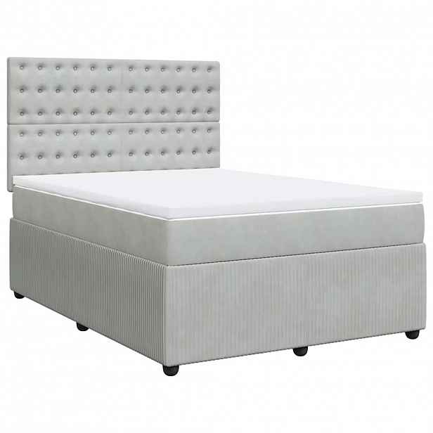 vidaXL Box spring postel s matrací světle šedá 140x190 cm samet