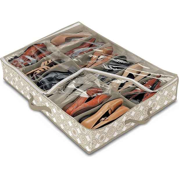 Domo Living Organizér na boty - DOMO ELLA, 12 přihrádek, béžový, 76 x 60 x 15 cm