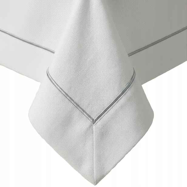 Elegantní Dekorativní Ubrus S Bordurou Matný Queen 140x350 Bílý+stříbro