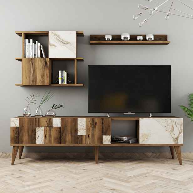 Hanah Home Obývací stěna Madrid bílá/ořech