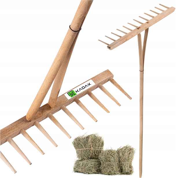 Hrábě Na Seno Trávy Dřevěné S Násadou Široké Lehké 65x158 cm