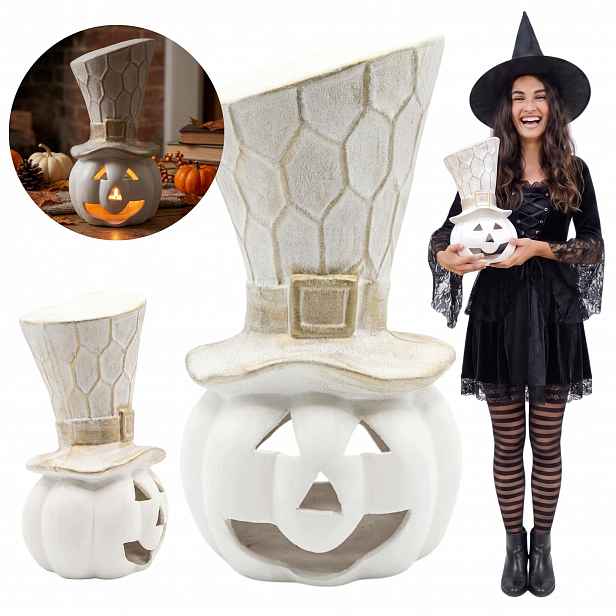 Keramická dýně Velká Halloween Figurka Podzimní dekorace Lampion 34 cm