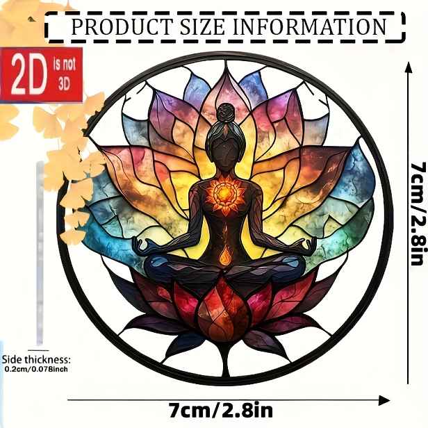 TEMU 2D Plochý, 2D plochý lapač slunce pro meditaci s lotosu, závěsná dekorace na balkon a okno, duchovní umění nástěnné dekorace, mandala s designem