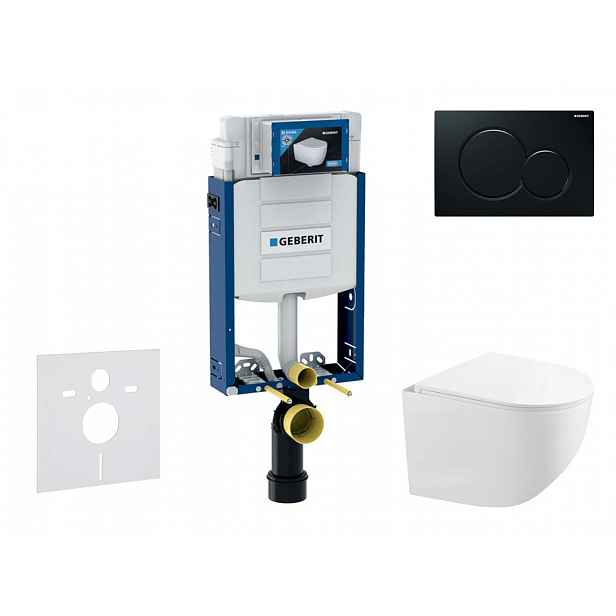 Geberit Kombifix - Set předstěnové instalace, kompaktního klozetu Gaia a sedátka softclose, tlačítko Sigma01, černá SANI15CA5121