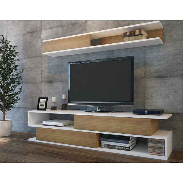Hanah Home Obývací stěna Sims hnědá/bílá