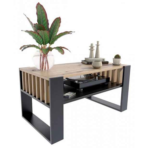 Lavička Iga 120 cm Artisan Černý Konferenční stolek Lamele do obývacího pokoje
