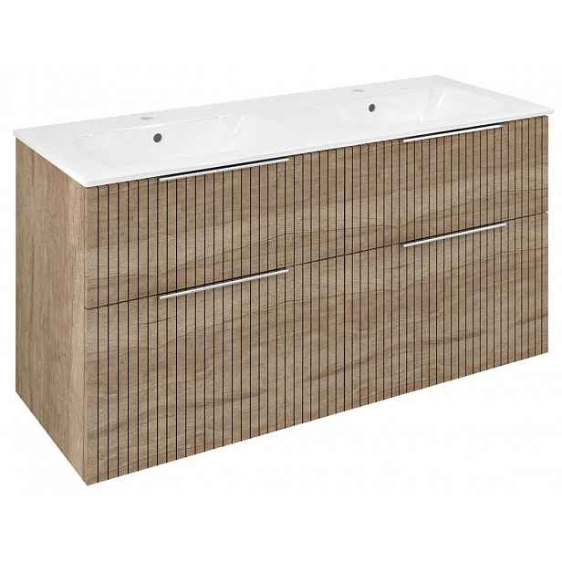 Sapho Cirasa - Umyvadlová skříňka Strip 118x64x46 cm, 4x zásuvka, dub alabama CR121-2322-21
