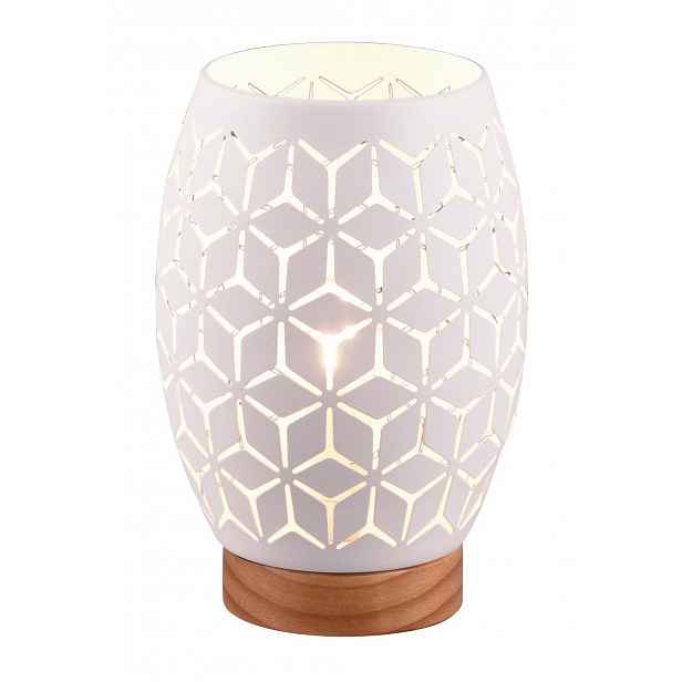 Stolní lampa Bidar 21 cm, bílý kov/dřevo