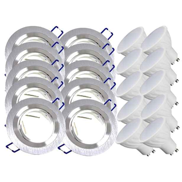 10x Nastavitelná Hliníková Lampa Stropní Lampa Inox Led Žárovky 1,5W