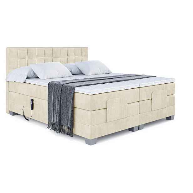 ALTDECOR BOXSPRINGOVÁ POSTEL s matrací H3/H4 - OSTO EL - 200x200 cm Béžová