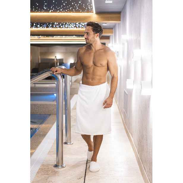 Froté Kilt Bez kapes VitalHome 60x150 cm na suchý zip do sauny Bílý