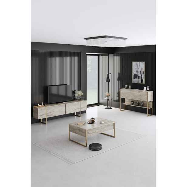 Living Room Furniture Set Luxe Set - Travertine, Gold
