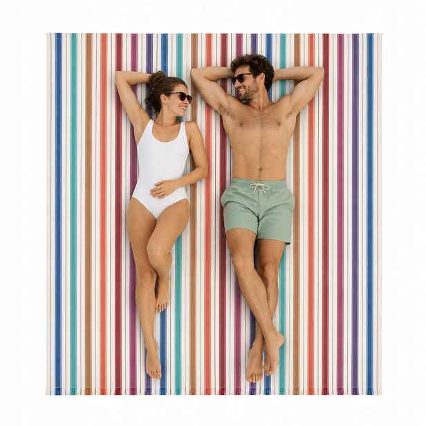 Ručník plážová deka fouta pruhy barevné 180x180 bavlněný lehký, savý