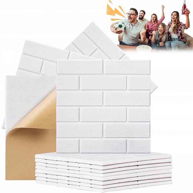 Samolepící Akustické Panely, Bílá Cihla, Design Pro Kontrolu Zvuku