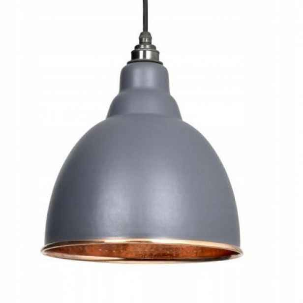 Závěsná lampa Brindley šedá měděná 26 cm Anglie