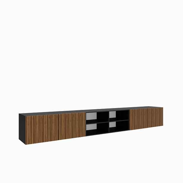 MASSENO ZÁVĚSNÝ TV STOLEK LIVO, 300/41/40 cm, černý /, dekor dub