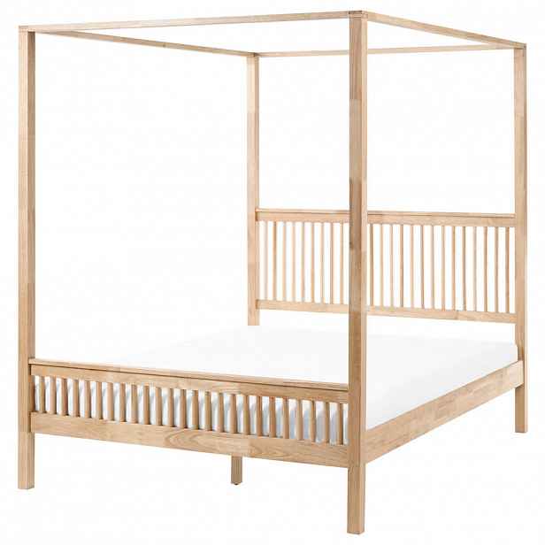 Beliani NEBESOVÁ POSTEL 160/200 cm Světle hnědá Harfleur