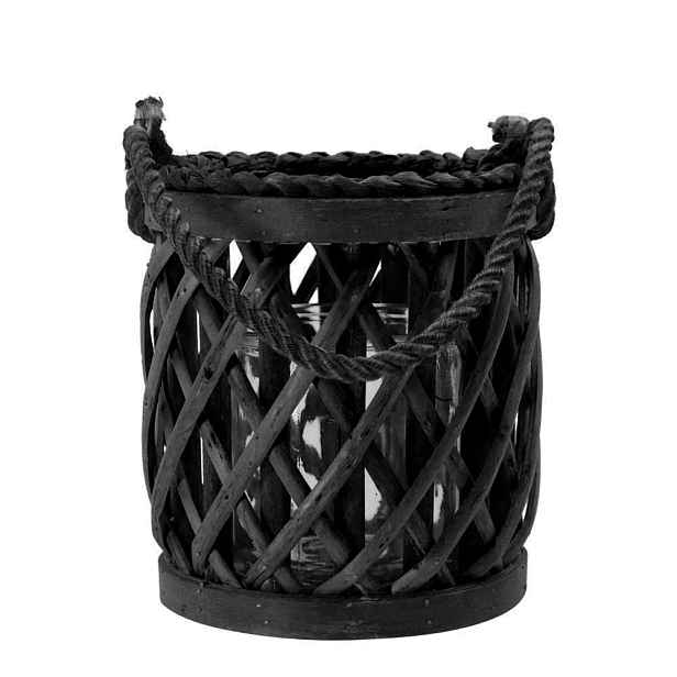 Černá ratanová lucerna Diamond - Ø15*17cm Mars & More