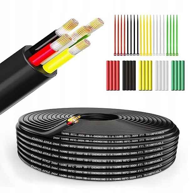 Elektrický kabel Kabel 5x1,5 mm 16awg 15 m Pocínovaná měď