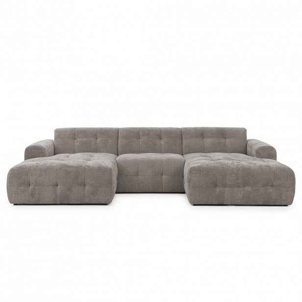 luma-home SEDACÍ SOUPRAVA ve tvaru písmene U s rafinovaným prošíváním, 6místná, 323 × 161 × 79 cm (Š×H×V), čalounění ze ženilky v barvě hnědá taupe /