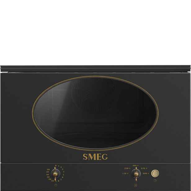 Smeg Kompaktní vestavná mikrovlnná trouba Coloniale, MP822NPO, 39 cm, objem 23 l, antracitová MP822NAO