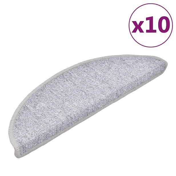 vidaXL Rohožky na schody 10 ks 56 x 17 x 3 cm Non-Slip Světle šedá