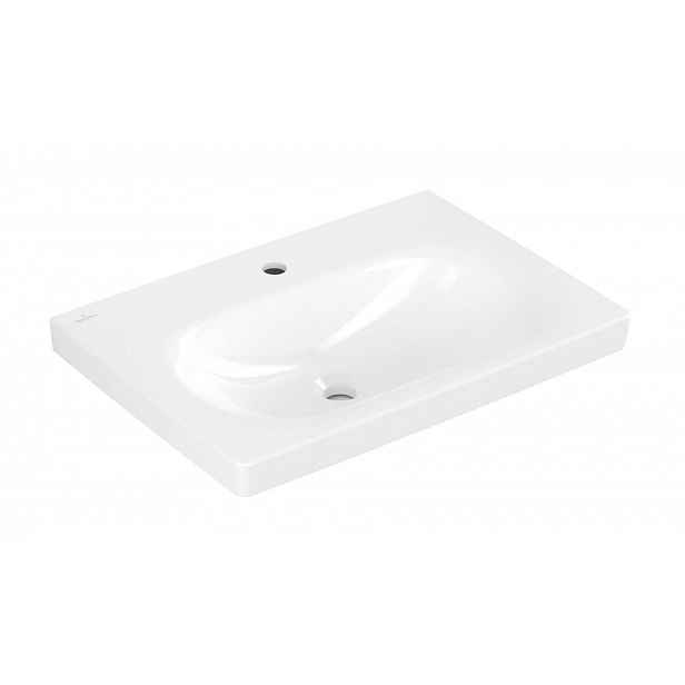 Villeroy & Boch Skyla - Umyvadlo 65x46 cm, bez přepadu, otvor pro baterii, CeramicPlus, Stone White 5A5166RW
